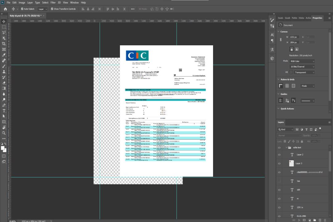Modèle Word et PDF de relevé d'entreprise de la Banque CIC template Modèle Word et PDF de relevé d'entreprise de la Banque CIC template